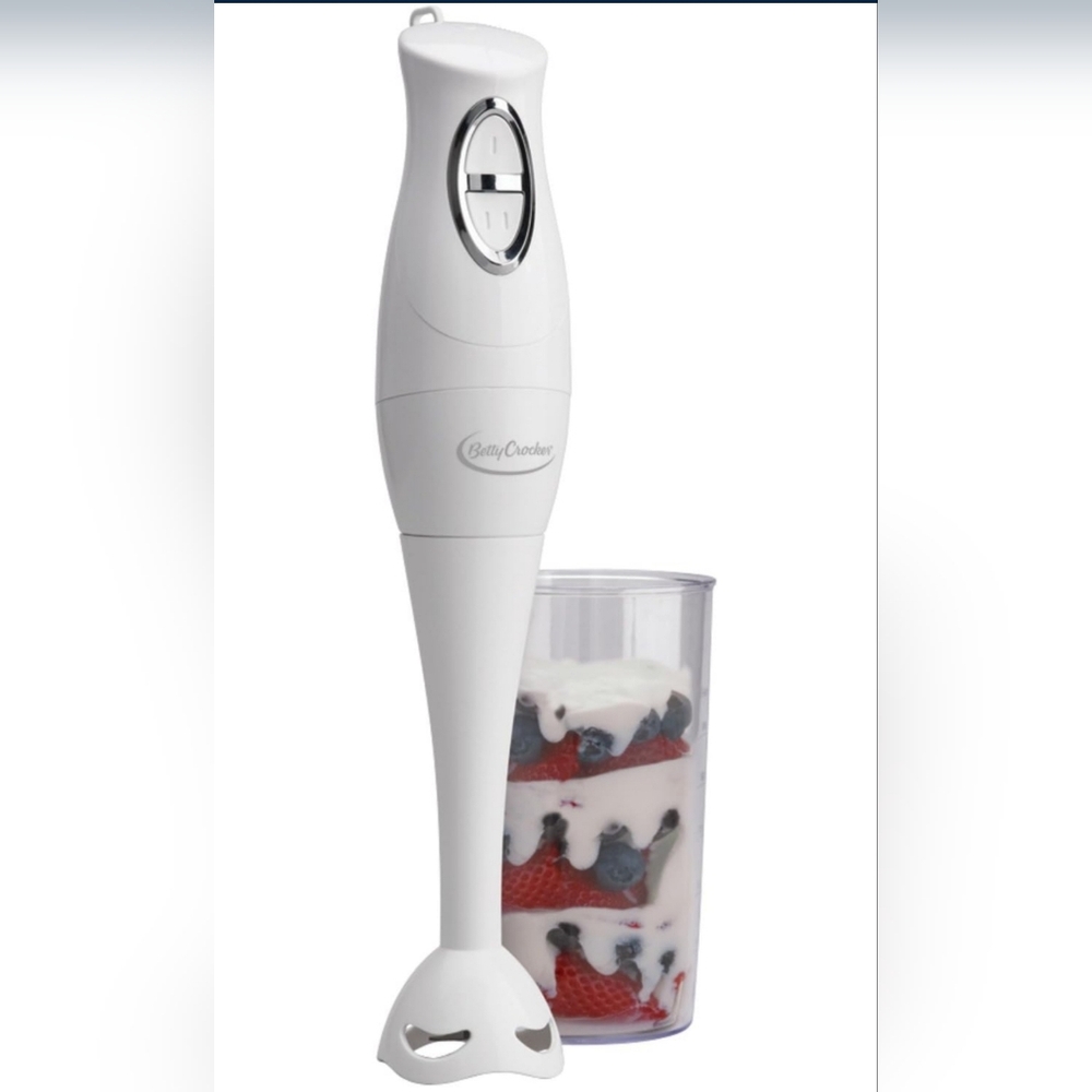 Betty Crocker Hand Blender with Beaker, White, BC-1303CK NEW